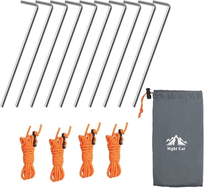 Ultralichte en sterke tentpinnen: 10 stuks met 4 scheerlijnen en opbergtas voor camping en outdoor gebruik