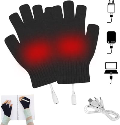 Dailygoods - Heated Usb Gloves - Winter Heated Gloves - Half Fingers Warm - Zwart - Geschikt voor Cycling, Motorcycling, Hiking, Skiing, Mountaineering