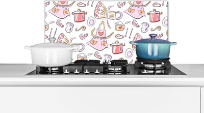 Spatscherm keuken 60x30 cm - Kookplaat achterwand Patronen - Keuken - Schort - Koken - Pastel - Muurbeschermer - Spatwand fornuis - Hoogwaardig aluminium