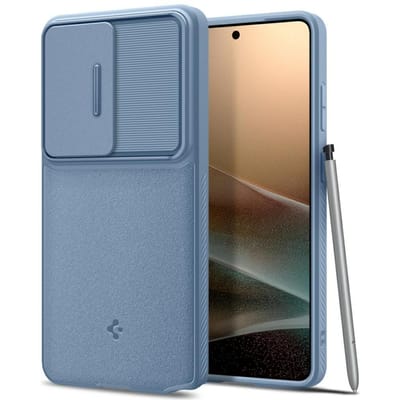 Spigen Optik Armor | Hoesje Geschikt voor Samsung Galaxy S26 Ultra | Back Cover met Camera Slider | Blauw