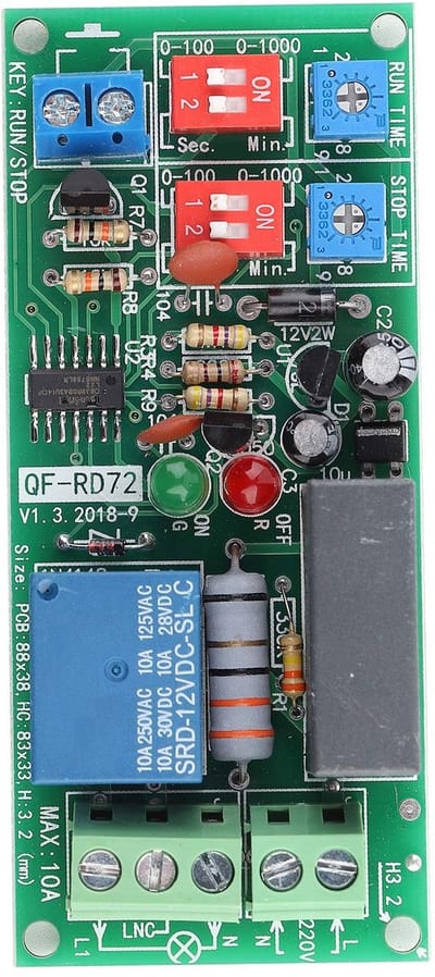 Dailygoody - Relay Switch Module - Instelbare Tijdvertraging - AC 100V tot 250V - Betrouwbaar - Tijdschakelaar - Geschikt voor Elektronische Toepassin...