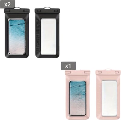 Livano Waterdichte Telefoonhoesjes - Waterdicht Telefoonzakje - Waterproof Festival Opbergtasje - Documententasje - Waterbestendig - 2x Zwart & Roze