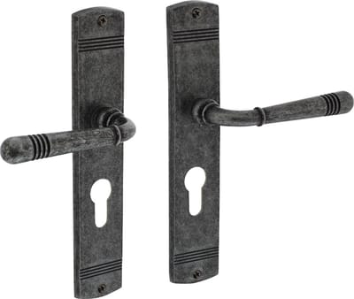 Intersteel Deurkruk Helena op schild profielcilindergat 55 mm oud grijs
