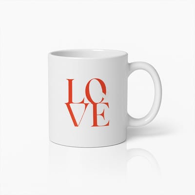 LOVE Mok 330ml – Minimalistische Romantische Koffiebeker met Stijlvol Rood Ontwerp – Perfect Cadeau voor Valentijnsdag, Jubileum & Stelletjes