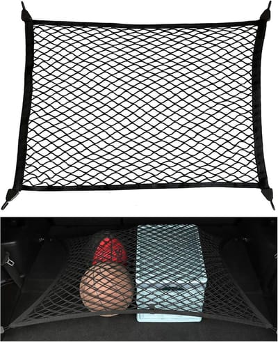 Famanu - Auto opbergnet universeel kofferbaknet 80 x 60 cm uitschuifbaar met haken