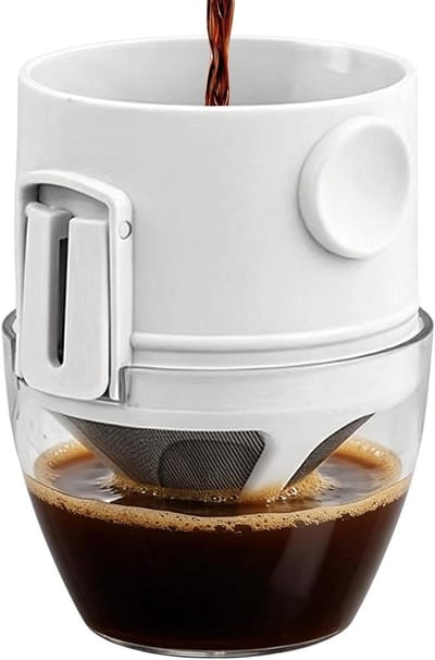 Koffiedripper Opvouwbaar - Draagbare Koffiezetter - Koffie Zetten Onderweg - Snel Te Installeren - 8x6 cm - Wit