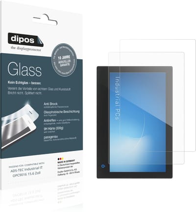 dipos – 2x Matte Pantserfolie geschikt voor ADS-TEC Industrial IT OPC9016 15.6 Zoll | 9H Screenprotector
