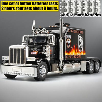 1:24 Peterbilt 389 Livrée Flamme Camion Semi-remorque Lourd Américain Tracteur Modèle Réduit en Alliage Métallique Moulé sous Pression Voiture de Collection Maison Tendance Affichage de Bureau Cadeau