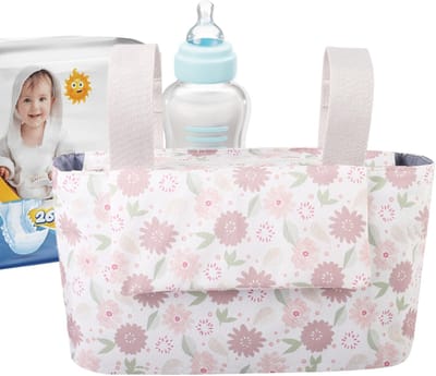 Kinderwagen Opbergtas - Baby Organizer - Baby Benodigdheden - Verstelbare Handgreep - 38 x 21 x 9 cm - Zwart