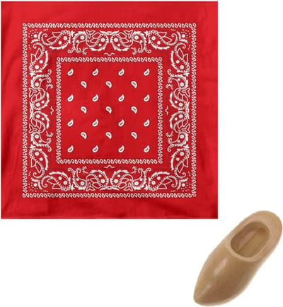 Boerenverkleedset - zakdoek/bandana - met klompje - volwassenen