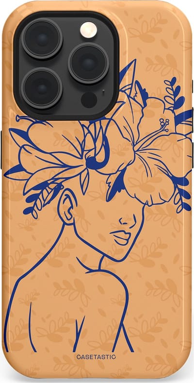 Casetastic hoesje geschikt voor Apple iPhone 15 Pro - MagSafe - Dubbellaagse bescherming - Lijn en Bloesem - Fashion Case - Perzik