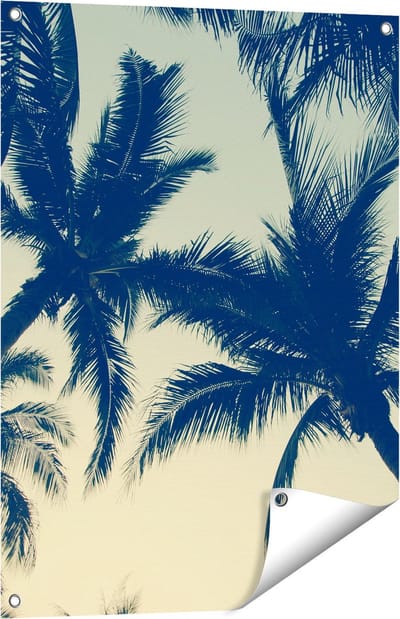 Gards Tuinposter Palmbomen Bladeren - 60x80 cm - Tuindoek - Tuindecoratie - Wanddecoratie buiten - Tuinschilderij