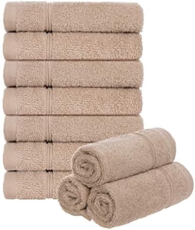 PromoHome Set van 10 badstof washandjes, extra absorberend met handige ophanglus