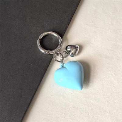 Zwarte Transparante Puffy Hart Bedels Sleutelhanger Mode Tas Rugzakken Hangend Ornament Autosleutelhanger voor Vrouwen
