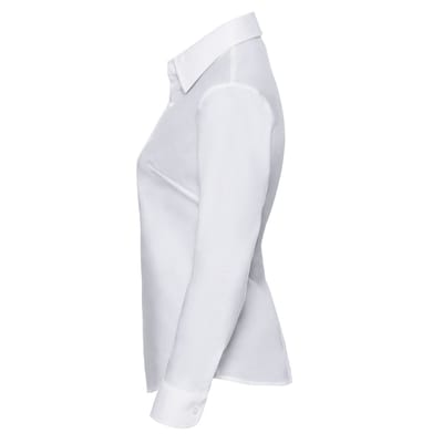 Russell Collection Dames/Dames Oxford Easy-Care overhemd met lange mouwen (Wit)
