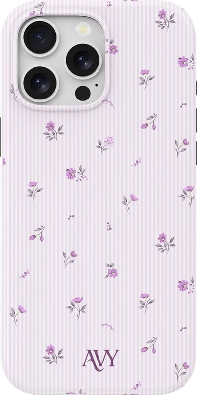 AVY Hoesje geschikt voor Apple iPhone 15 Pro | Lila Dream | Bloemen | Paars | Hard Shell Back Cover | Compatibel met MagSafe & Qi2