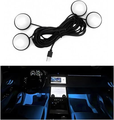 Daity Auto-LED-interieurverlichting — "4-in-1" Sfeervolle Neon-decoratieverlichtingsset voor montage onder het dashboard — USB-gevoede LED-nachtverlichtingsset - geschikt voor auto's - tuinen - woningen - keukens en feesten