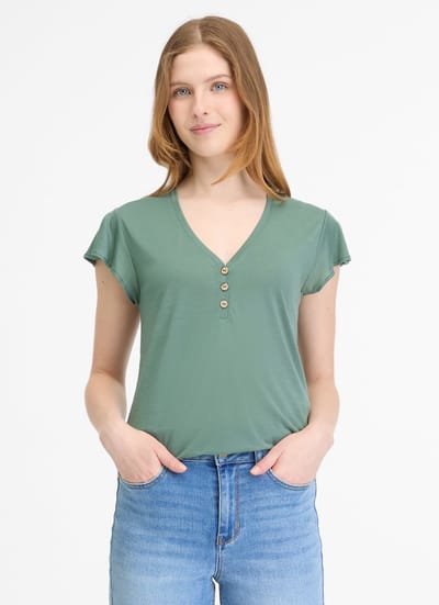 Shirt Sillas groen v-hals knoopjes Ragwear - maat XL