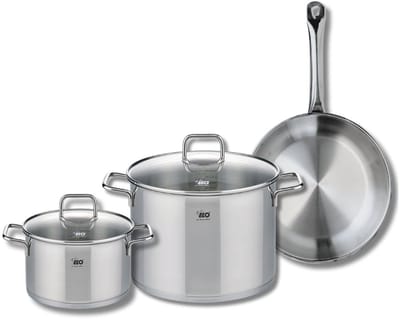 Set van 1 Koekenpan 28 cm en 2 kookpotten 20 en 26 cm Elo Profi Citrin