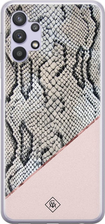 Casimoda® hoesje - Geschikt voor Samsung A32 5G - Snake Print - Backcover - Siliconen/TPU - Roze