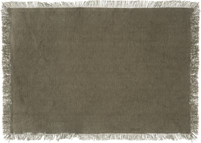 Secret de Gourmet placemats Kenya - 1x - olijfgroen - 45 x 30 cm - katoen - met franjes