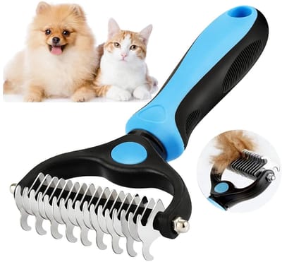 Hondenborstel & Kattenborstel - Hondenkam & Kattenkam - TENZHVXI® - Ondervacht kam - Dubbelzijdig Design - Verwijdert Dood Haar - Rvs En Tpr Materiaal - Ergonomische Handgreep - Geschikt Voor Alle Vachttypes