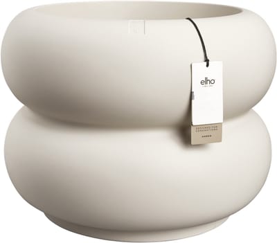 Elho Amber Roll Low 60 - Grote Bloempot voor Binnen & Buiten - 100% Gerecycled Plastic - Ø 59.9 x H 46.1 cm - Linen white