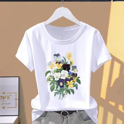 T-shirt à manches courtes pour femme, imprimé floral 3D, style sportif, décontracté et explosif, surdimensionné 6XL