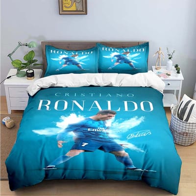 Mode Voetbalster R-Ronaldo Print Beddengoed Set Dekbedovertrek Dekbed Bed Jeugd Kinderen Meisjes Jongens Luxe Verjaardagscadeau AU Single(140*210cm)3pcs