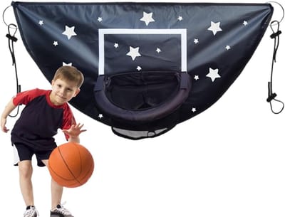 Trampoline Basketbal Hoepel - Sport Accessoire - Buiten Spelen - Veilige Dunk Mogelijkheid - 98x50 cm - Zwart