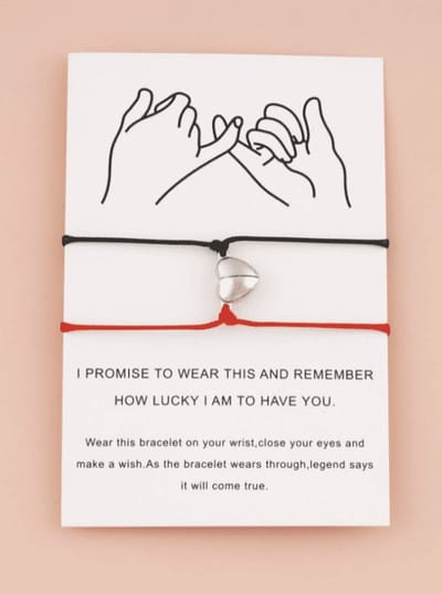 Bixorp Friends Vriendschapsarmbandjes voor 2 met Zilverkleurig Hartje Magneet - BFF ArmbandMeisjes - Best Friends Armband Vriendschap Cadeau voor Twee