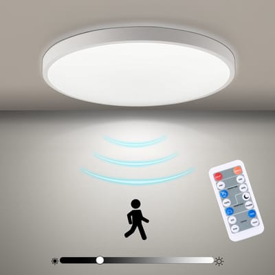 Oraymin LED Plafondlamp met Bewegingssensor – 18W 1800lm 4000K IP44 – Met Afstandsbediening – Voor Gang Trap Garage Ø22.8cm