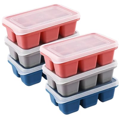 Lot de 3 ou 6 mini bacs à glaçons empilables en silicone à dégagement facile avec couvercles anti-déversement pour machine à glaçons à whisky