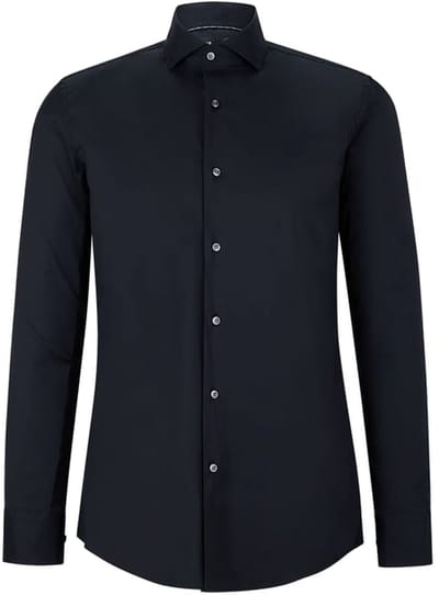 BOSS Hank slim fit overhemd - popeline - zwart - Strijkvriendelijk - Boordmaat: 45