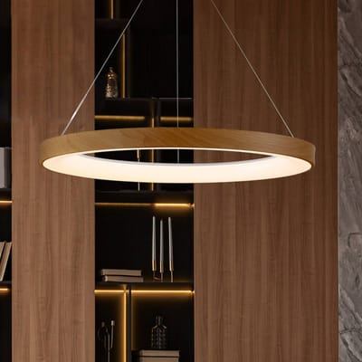 Mantra Iluminación Smart LED hanglamp Niseko II, Ø 65 cm, houtkleur, CCT