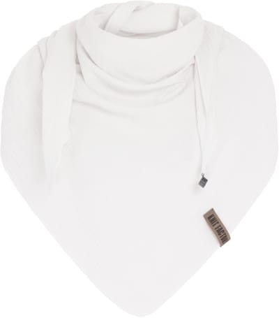 Knit Factory Liv Gebreide Omslagdoek - Driehoek Sjaal Dames - Katoenen sjaal - Zomersjaal - Luchtig en zacht - Zomer stola - Woolwhite - Wit - Duurzaam - 190x85 cm - 100% Biologisch katoen