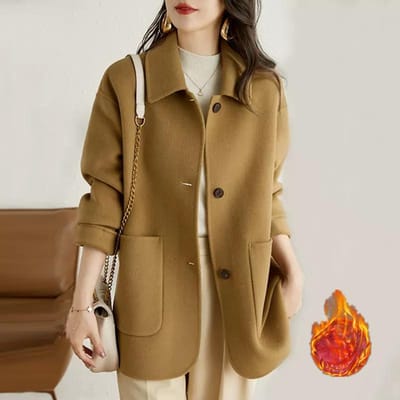 Wollen jas voor dames herfst en winter nieuw Koreaanse versie camel eenvoudig wollen jas single-breasted jas voor dames L brown