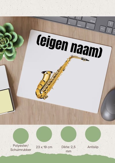 Akyol - saxofoon met eigen naam Muismat - Saxofoon - muziek liefhebbers - iemand die houdt van saxofoons - verjaardag - cadeau - kado - 23 bij 19 cm