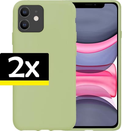 Hoesje - 2 Stuks - Geschikt voor Apple iPhone 11 - Sterk & Shockproof - Case Siliconen - Back Cover - Telefoon Hoes - Telefoonhoesjes - Groen