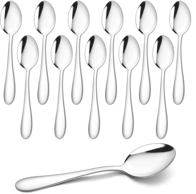 Dailygoods- Koffielepels Set van 12 Stuks - Roestvrij Stalen Theelepels - Hoogglans Gepolijst - Vaatwasserbestendig - Ergonomische Handgreep - 13,5 cm