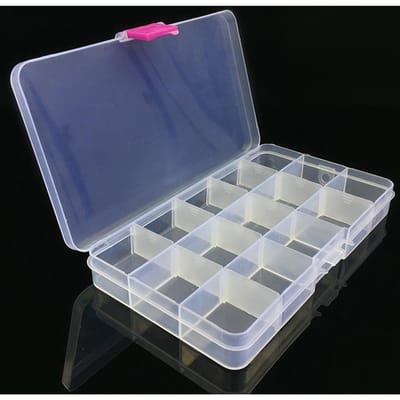 Boîte de rangement organisateur en plastique pour leurres de pêche, hameçons et accessoires, 15 compartiments réglables blue