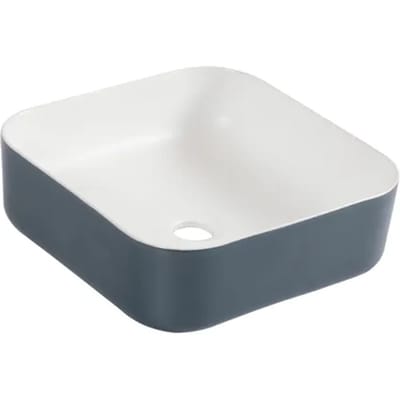 Differnz Waskom Nila - Keramiek - Vierkant - Blauw/wit - 42x42x17cm