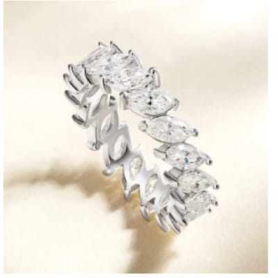 Hetty'S - Schitterende eternity ring - Rhodium plated zilver - 26 markies geslepen Zirconia's