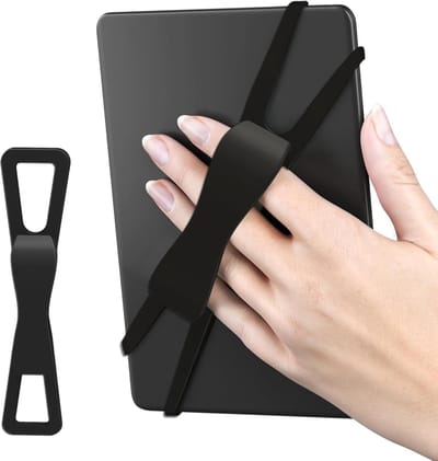 E-reader Grip & Polssteun - Geschikt voor Comfortabel Lezen met Eén Hand - Zachte Siliconen Houder - Compatibel met Kindle & Kobo - Anti-Slip Siliconen Handstrap - Ergonomisch Ontwerp - Zwart