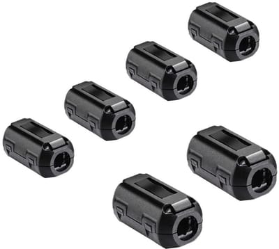 Dailygoods - 6 stuks clip-on ferrite ringenkern set - ruisonderdrukker - zwart - anti-interferentiefilter - ideaal voor kabels - 3,5 mm, 5 m...