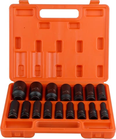 16-delige 1/2" Drive Impact Diepe Steeksleutel Set voor Auto's, Garage en Mechanisch Werk - Metrisch 10-32mm