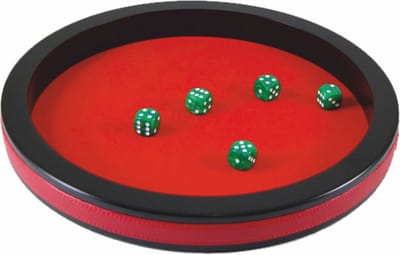 HOT Games dobbelspel dobbelpiste 34cm zwart MDF rood vilt speelgoed.