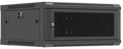 Lanberg - 19 Inch Wandrack - 4U - 600 x 600 mm - Geperforeerde Deur - Zwart - Zelfmontage Rackkast