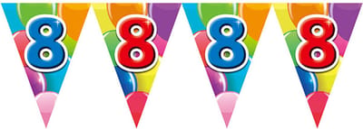 Vlaggenlijn 8 jaar 10 meter - Verjaardag Feestje Vlag Vlaggen Versiering Slinger Feestdecoratie Decoratie