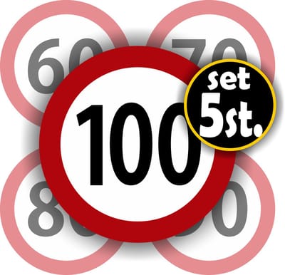 Jerma - Snelheid - Stickers - Set 5 st - Ø 14 cm – Zelfklevend - UV en Weerbestendig Vinyl - Krasvrij
